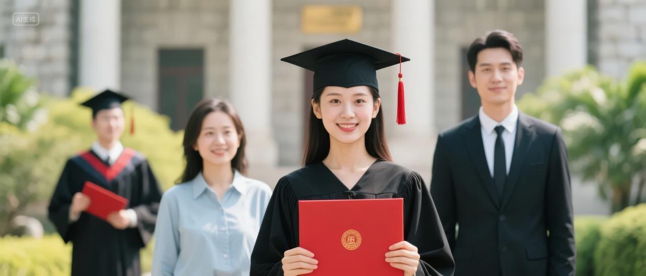 毕业季学士服师生合影校园青春纪念背景