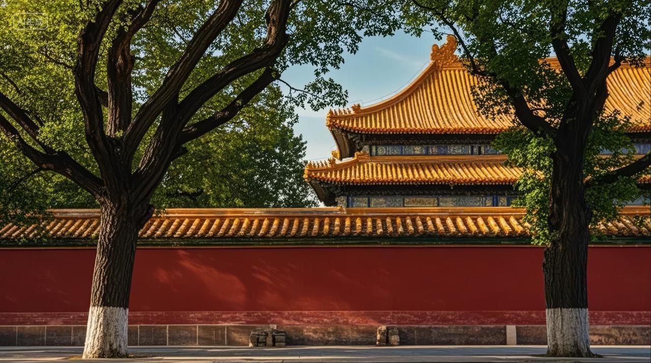 故宫角楼中式建筑文化遗产旅游标志背景