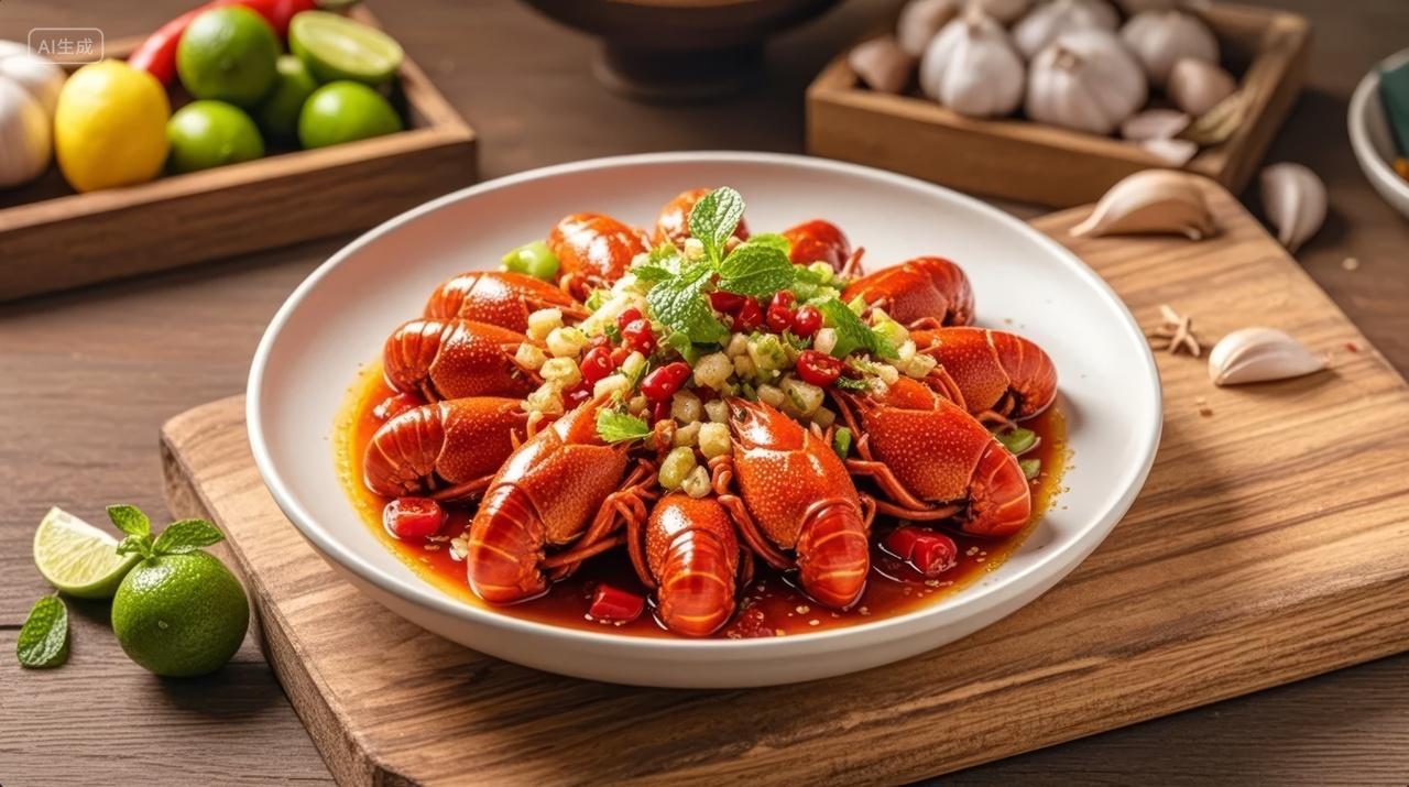 麻辣小龙虾夏季夜宵美食聚会餐饮背景图