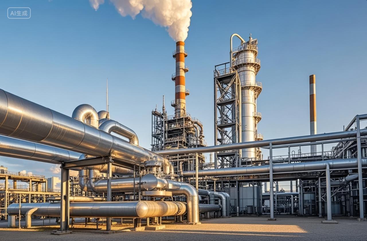 石油化工厂管道炼油厂工业能源生产背景