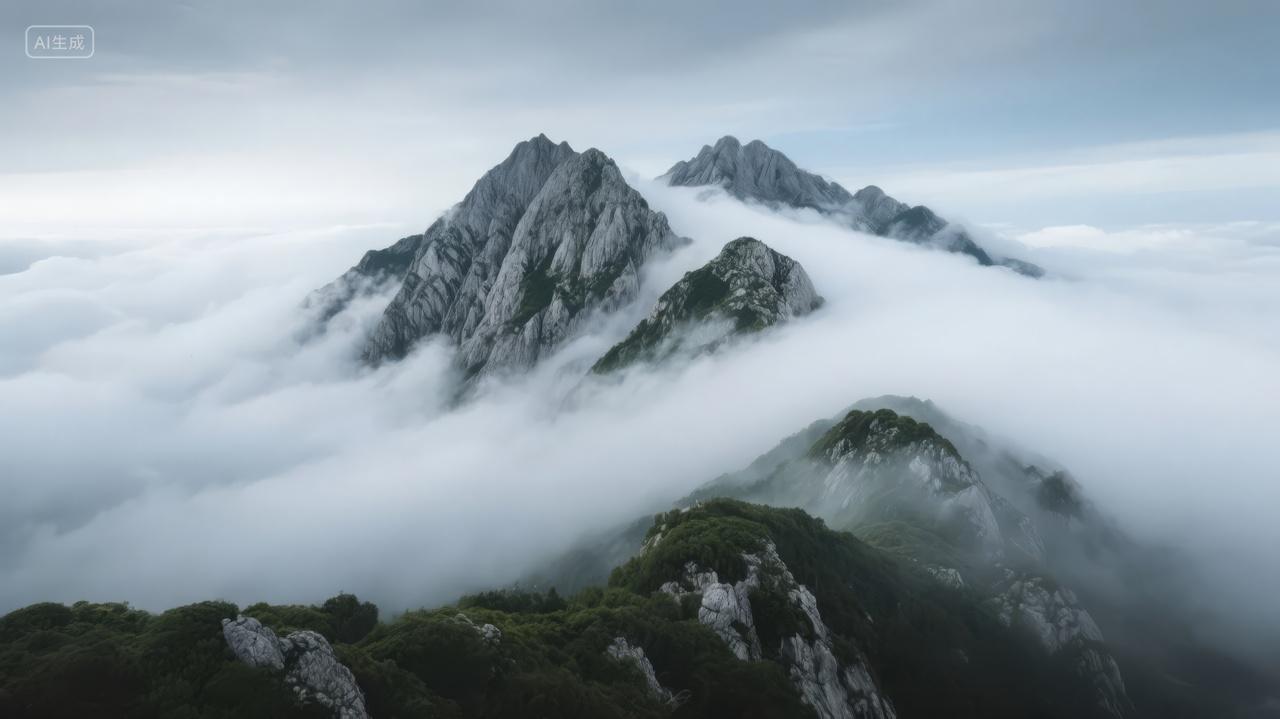 壮丽雪山云海山峰自然风光企业励志背景