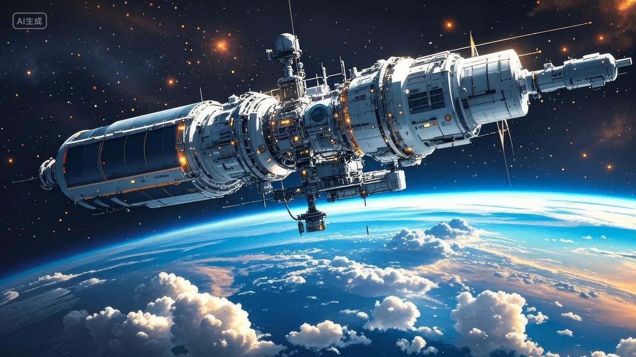 航天日空间站地球太空探索科技未来背景图