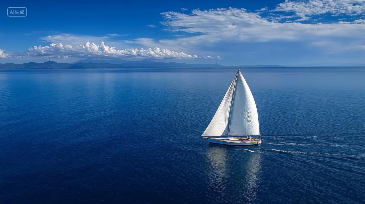 帆船航行在碧海蓝天梦想起航背景