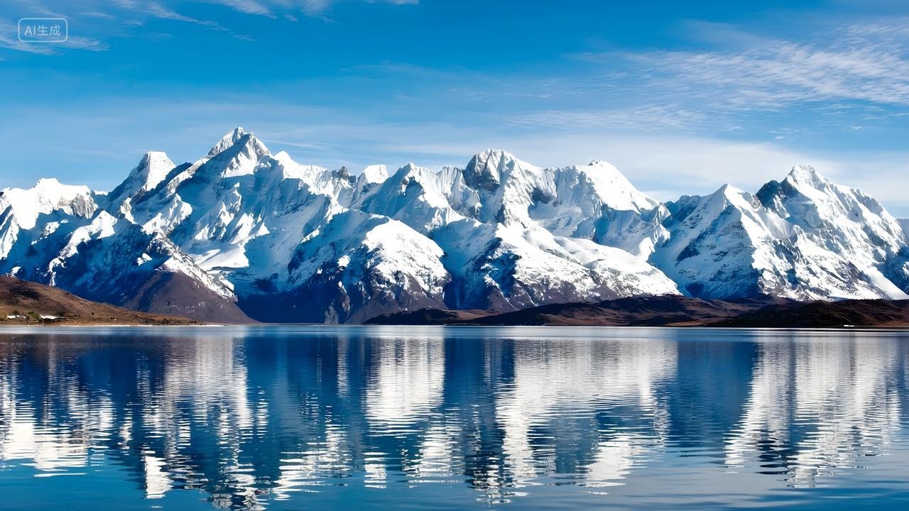 山水冰川雪山倒影唯美大气大自然背景图广告海报摄影图电脑壁纸