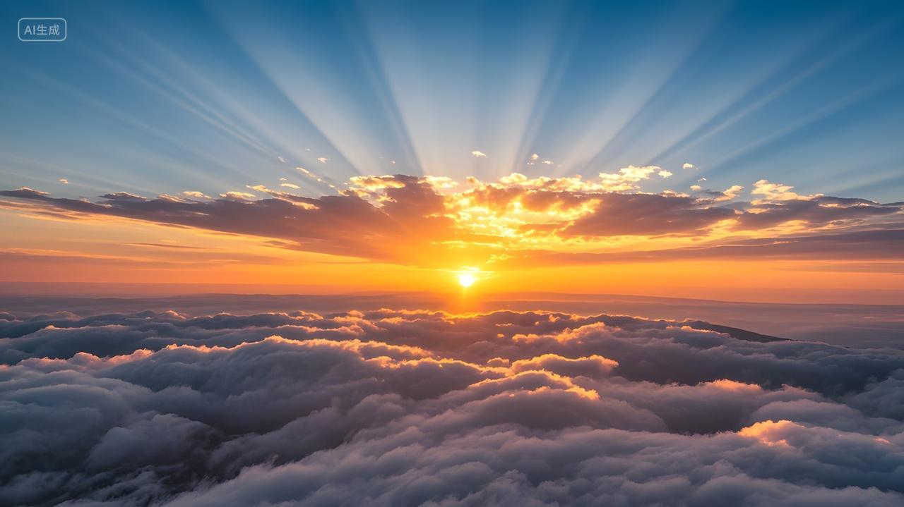 日出时分云层上的太阳电脑壁纸广告海报摄影照片