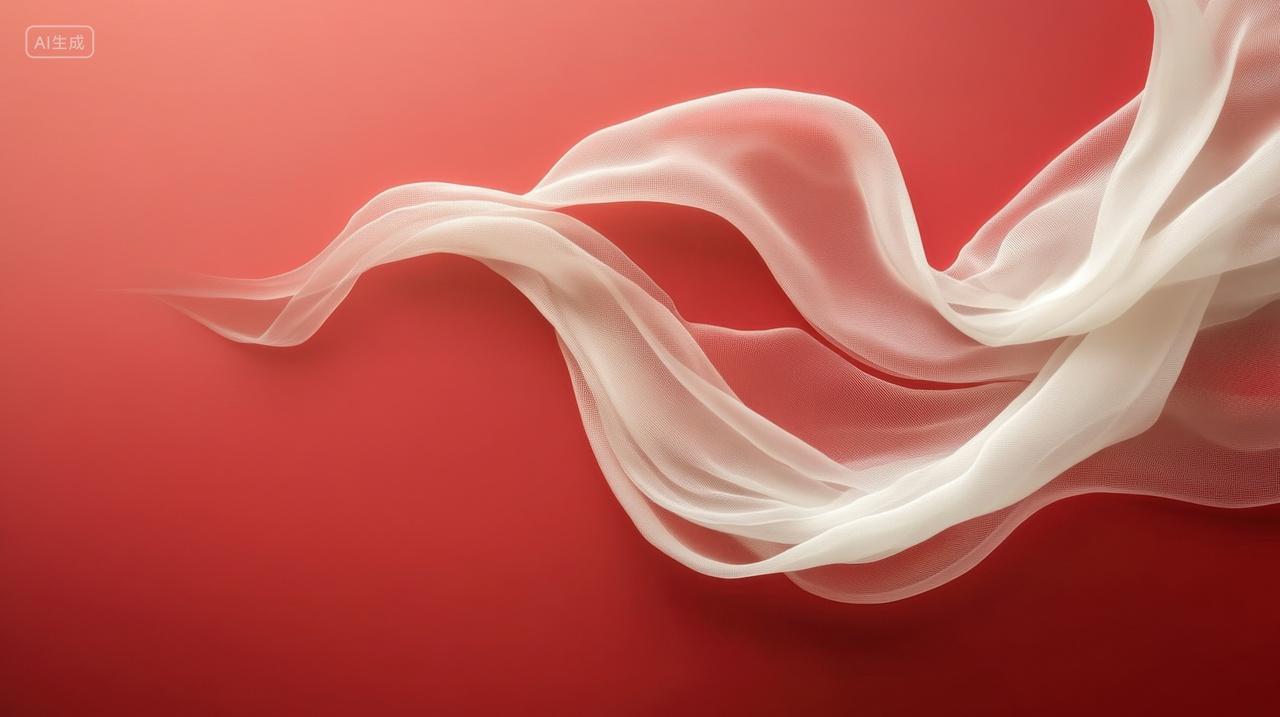 红色背景上的白色薄纱