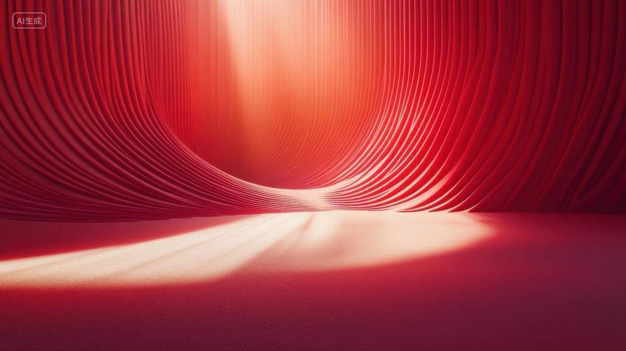 红色光影下的抽象空间