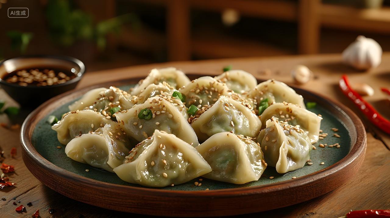 冬至节气手工饺子搭配香料中式美食