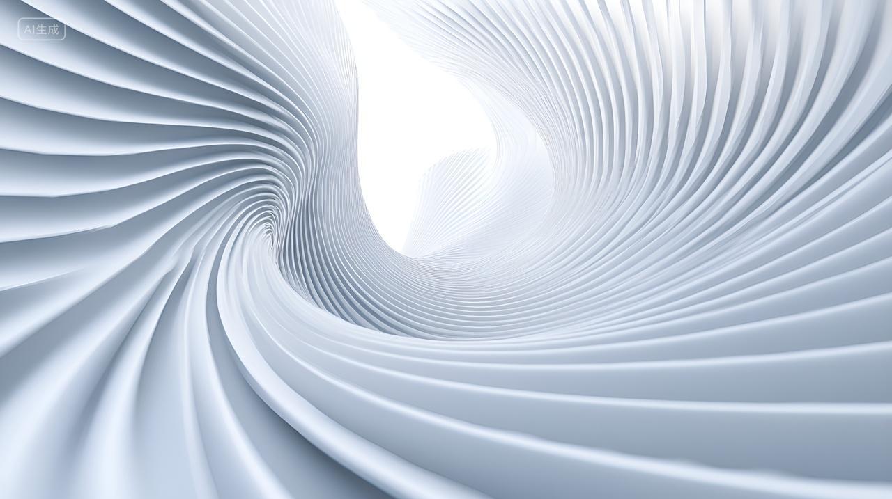 抽象的白色螺旋结构未来主义建筑设计背景图