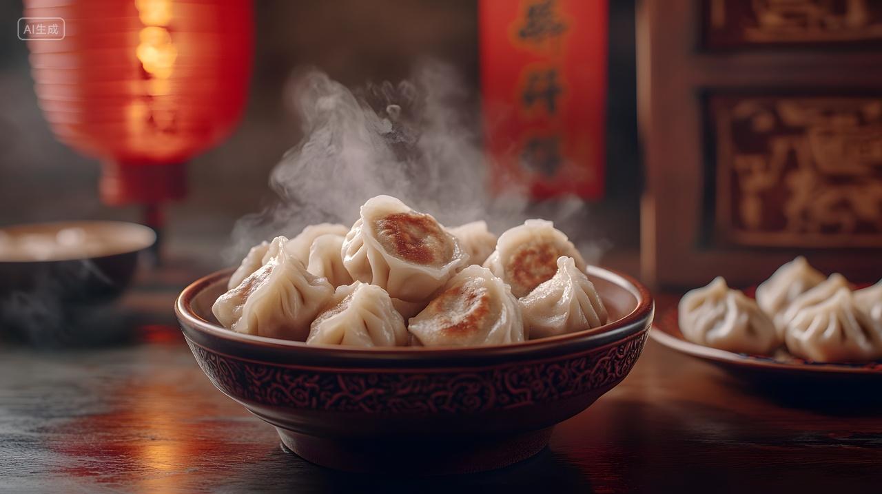 冬至热气腾腾的饺子中式节日温暖氛围
