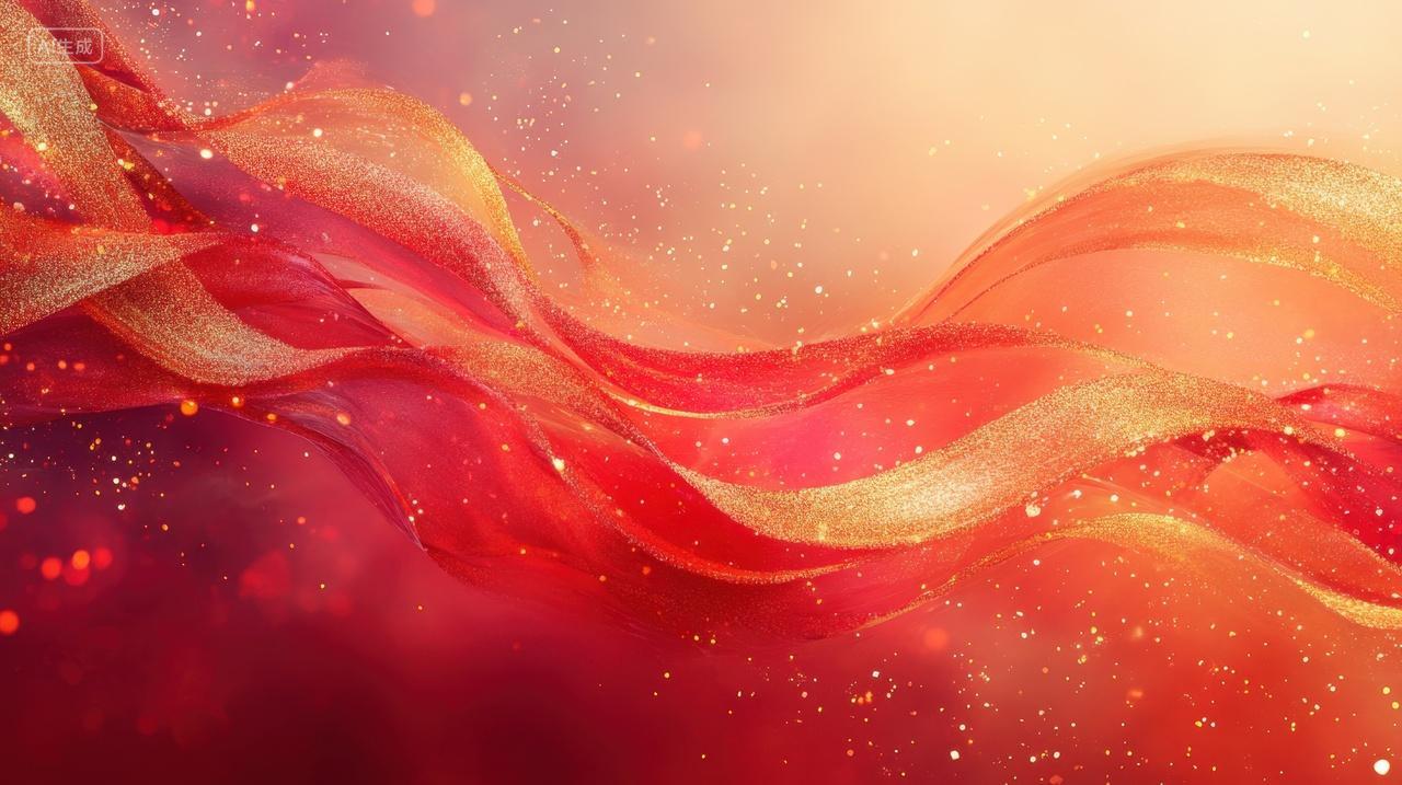 飘逸的红色绸缎与金色流光