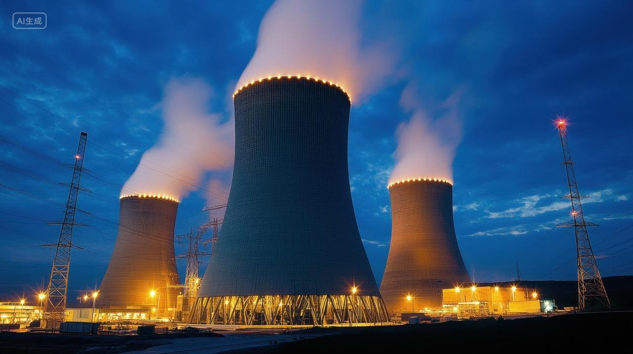 夜幕下的核电站