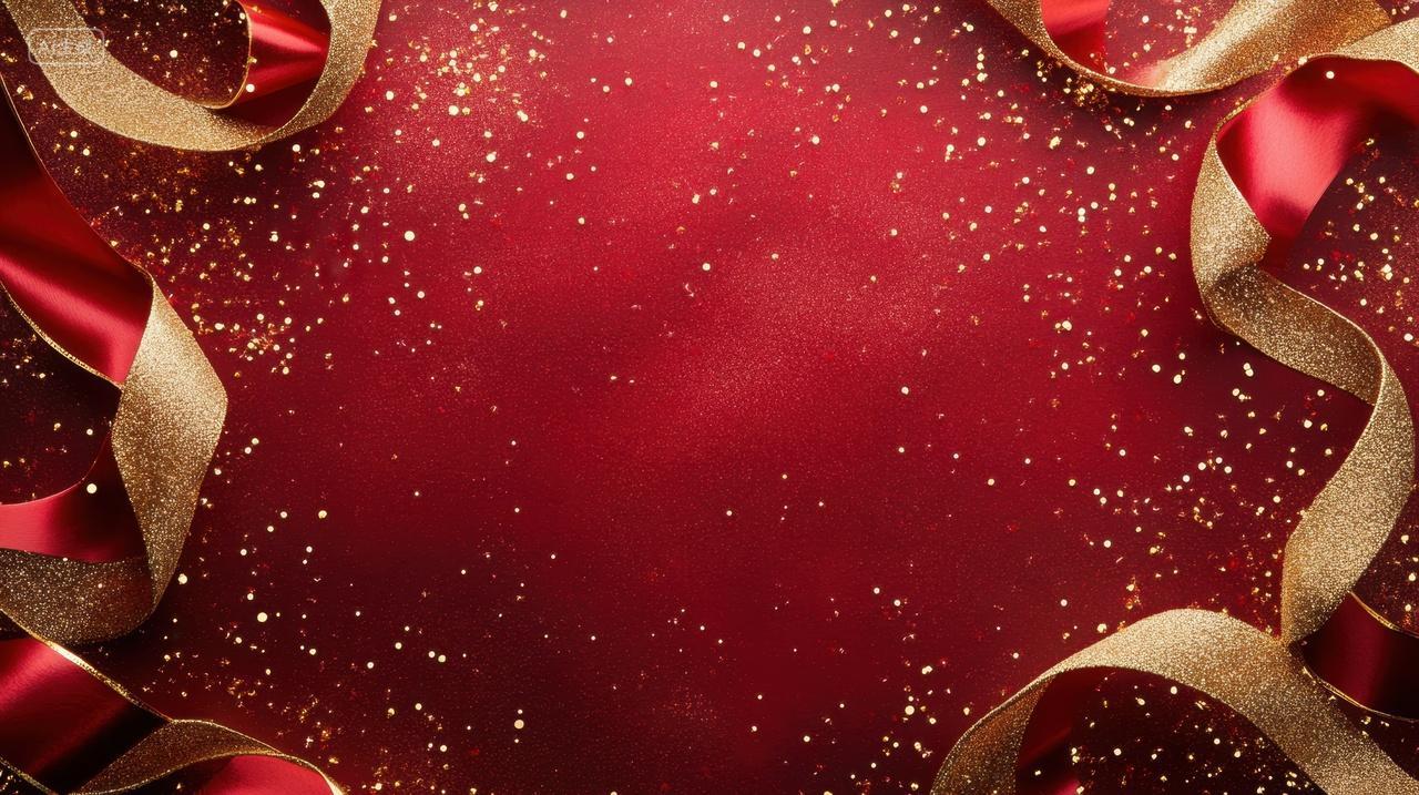 圣诞节金色丝带装饰背景