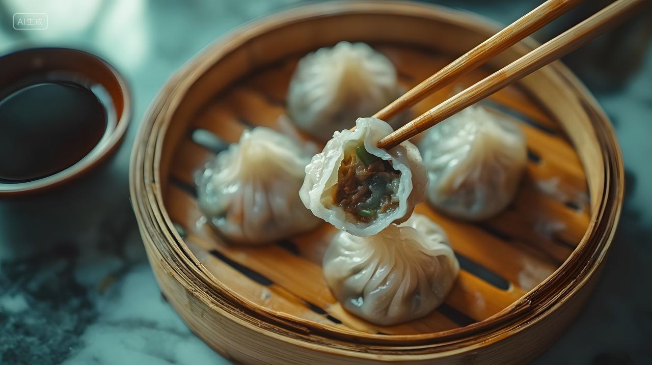 冬至手工蒸饺美味特写节日氛围