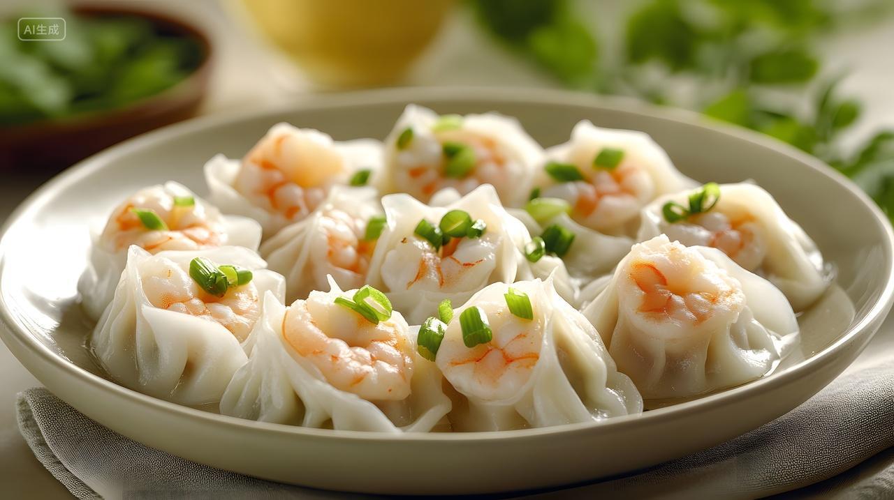 冬至鲜虾蒸饺精美摆盘节日美食