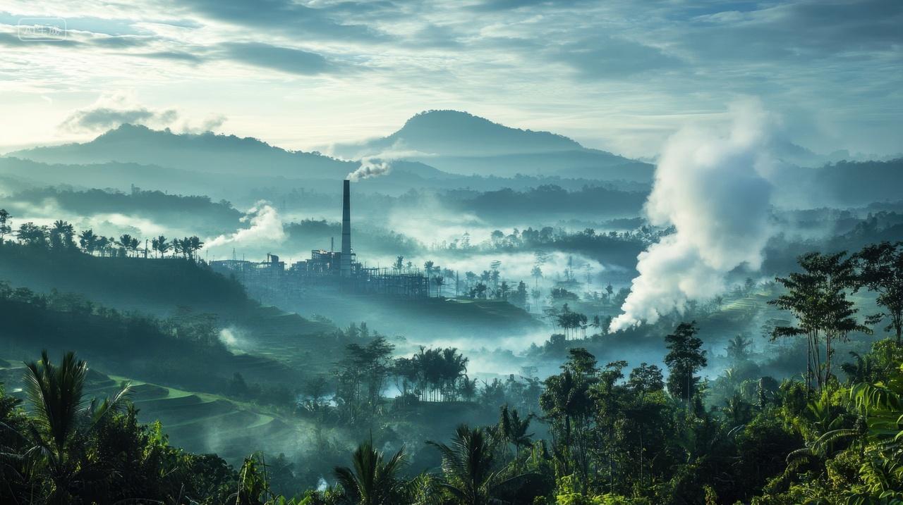 坐落在大山中火力发电站