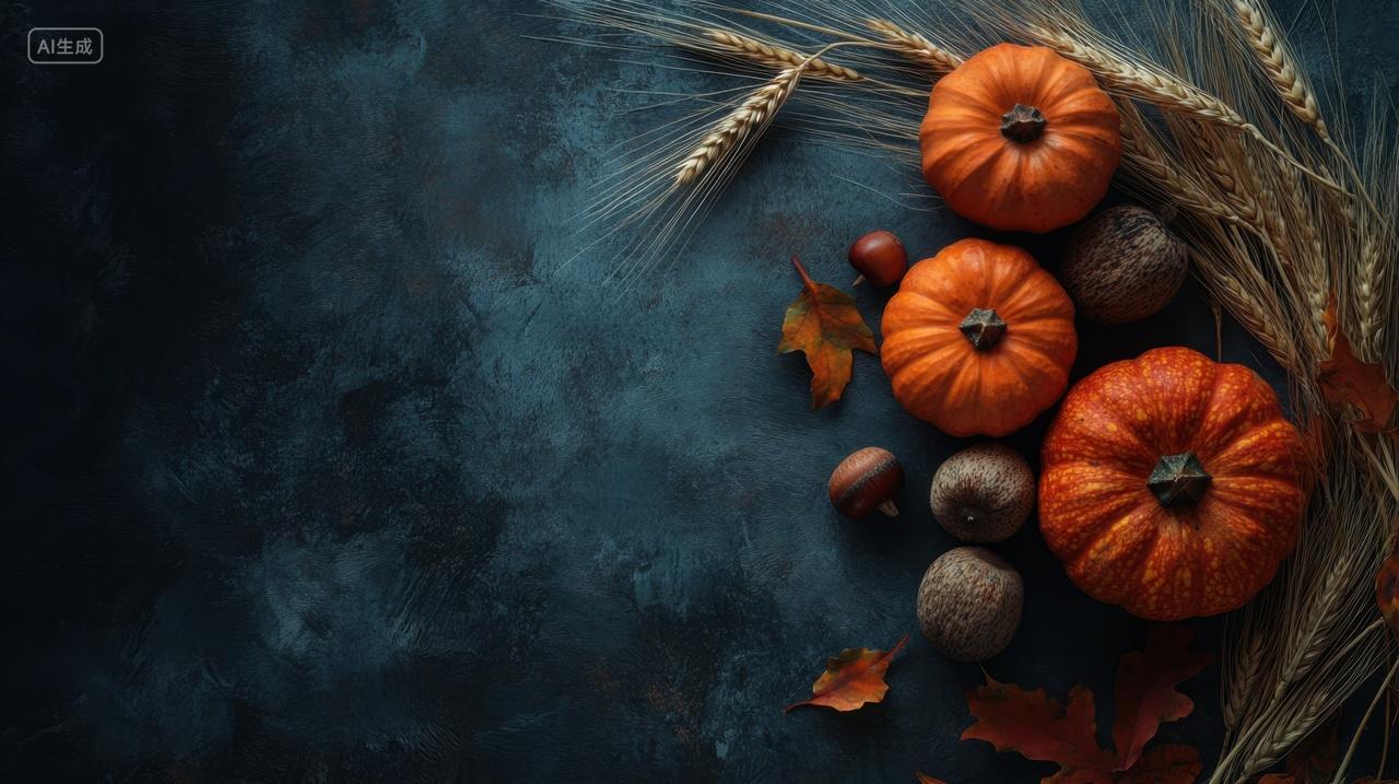 金色麦穗与南瓜的静物