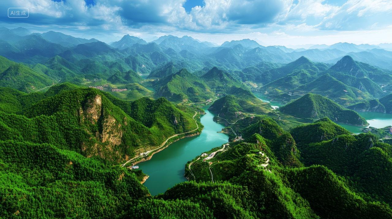 壮丽河山青山绿水峰森林树林中国自然风景