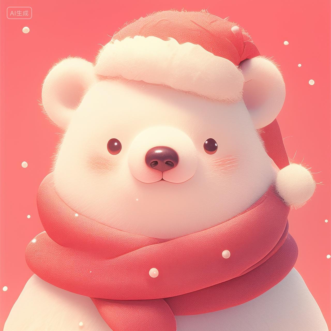 圣诞节戴着帽子的北极熊头像