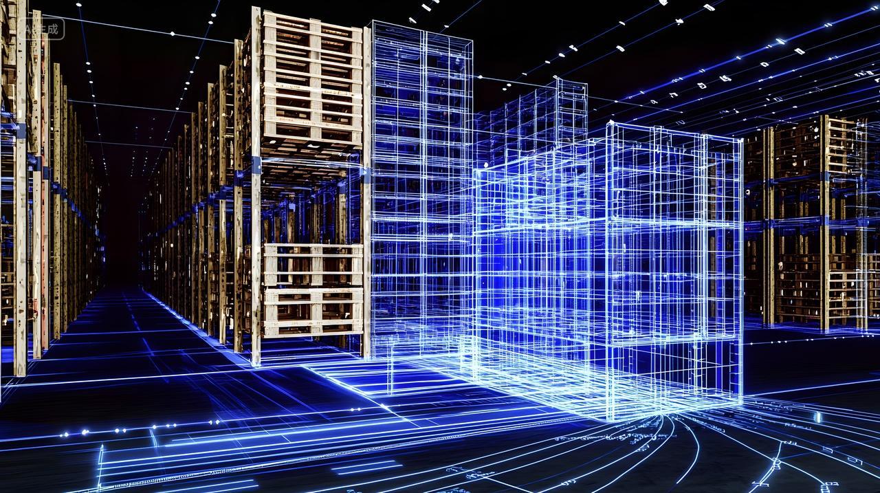 具有数字元素未来派仓库