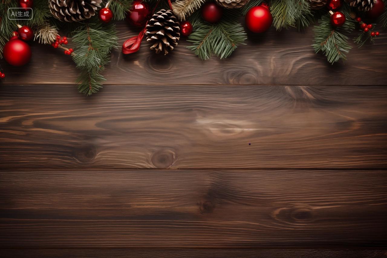 木质背景圣诞装饰电脑壁纸