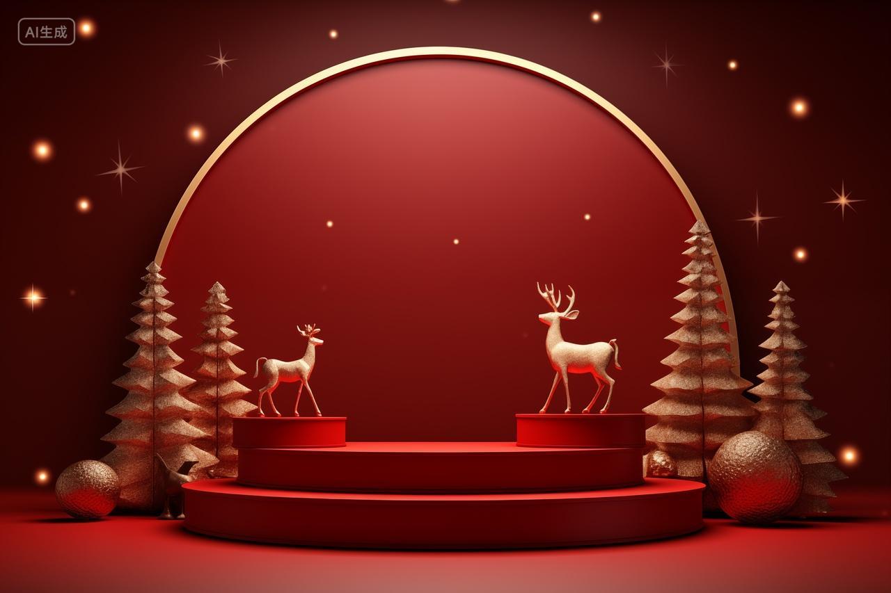 金色驯鹿圣诞节背景电脑壁纸