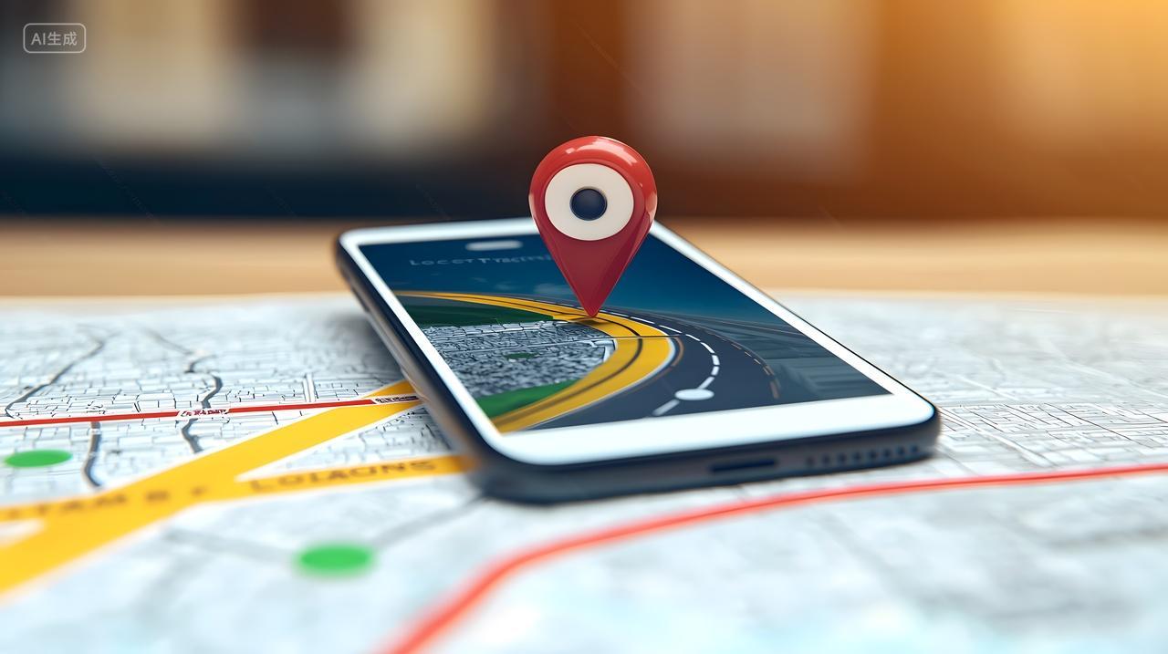 MAP上有位置标记智能手机