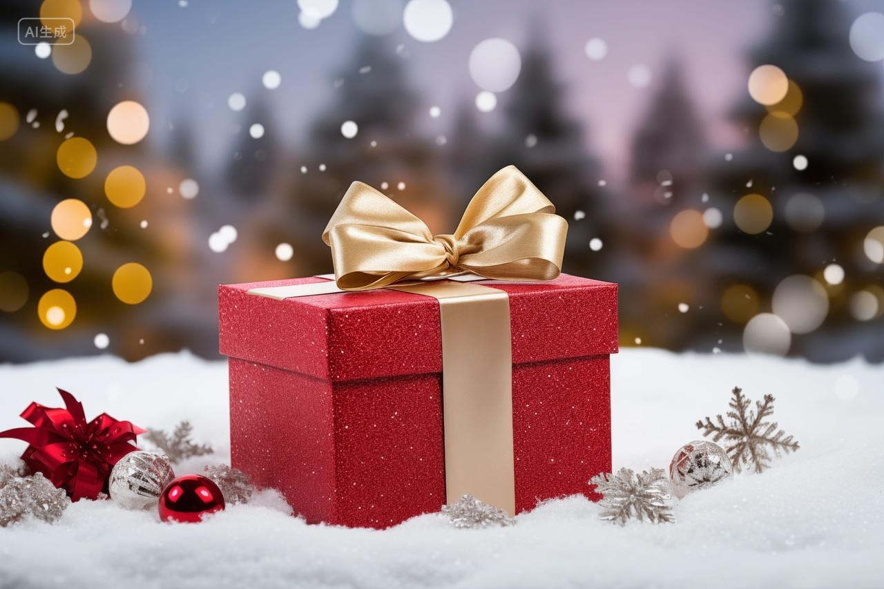 圣诞节红色礼物盒平安夜节日