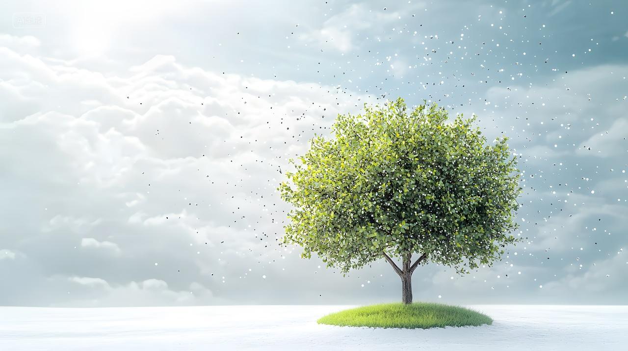 梦幻天空下郁郁葱葱绿树