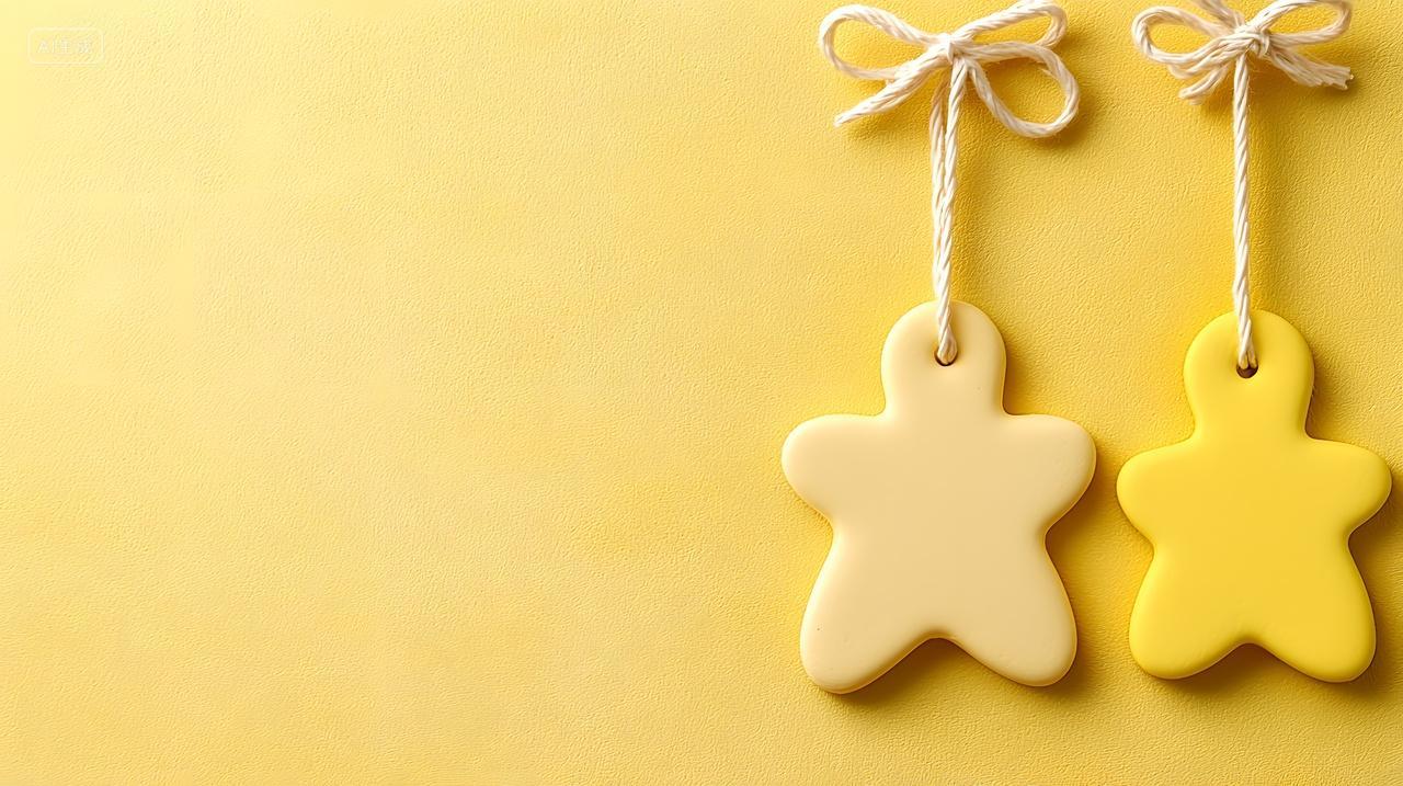 柔和黄色背景上黄色星形标签