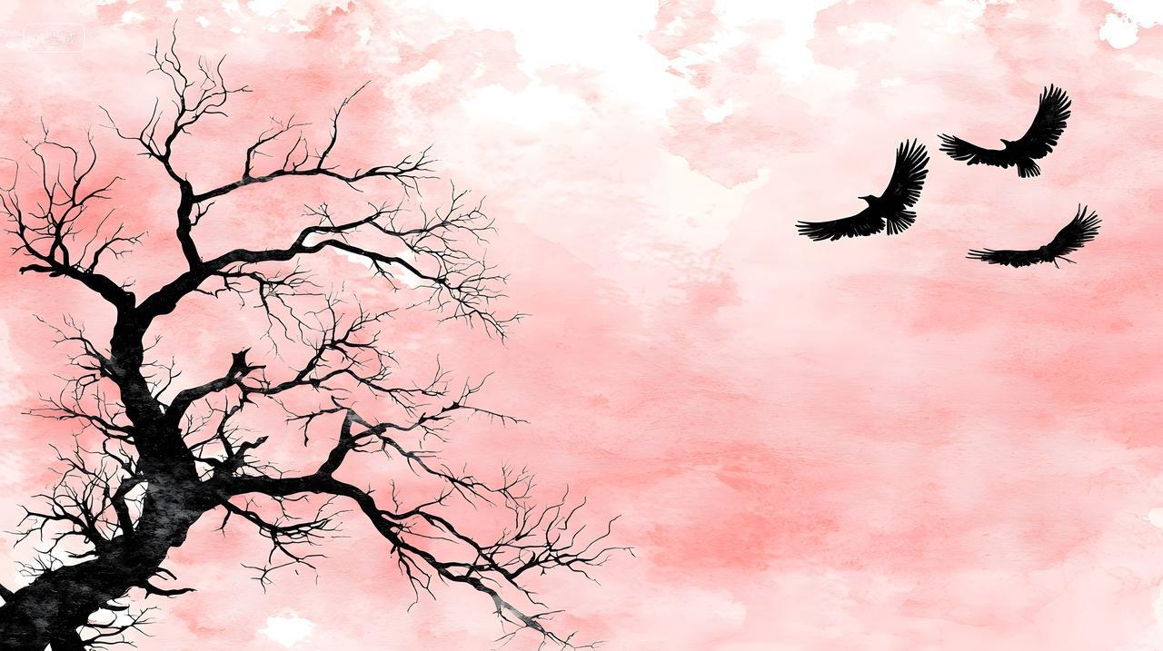 粉红色天空背景下老鹰艺术剪影