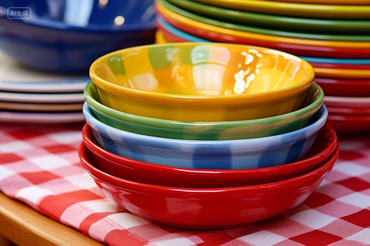 多彩碗碟的摆放餐具摆放家居场景