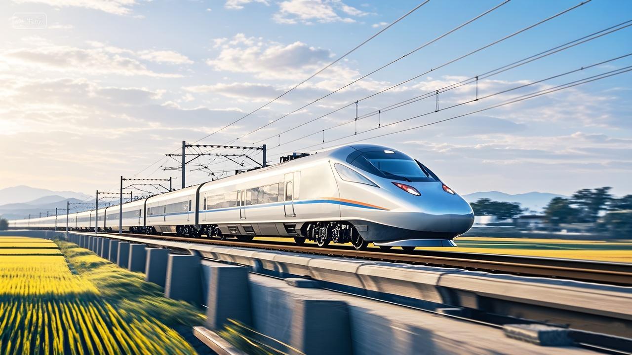 现代火车高铁复兴号高速行驶的图片