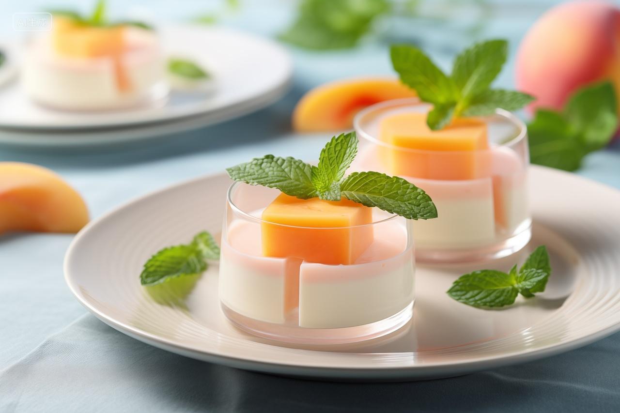 芒果布丁甜品甜点水果布丁美食摄影