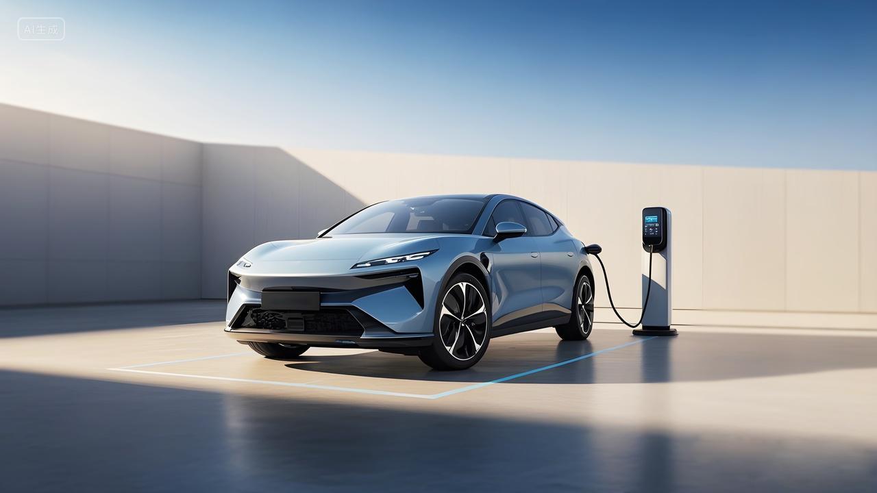 新能源电动汽车在充电桩充电清洁能源充电座广告图片