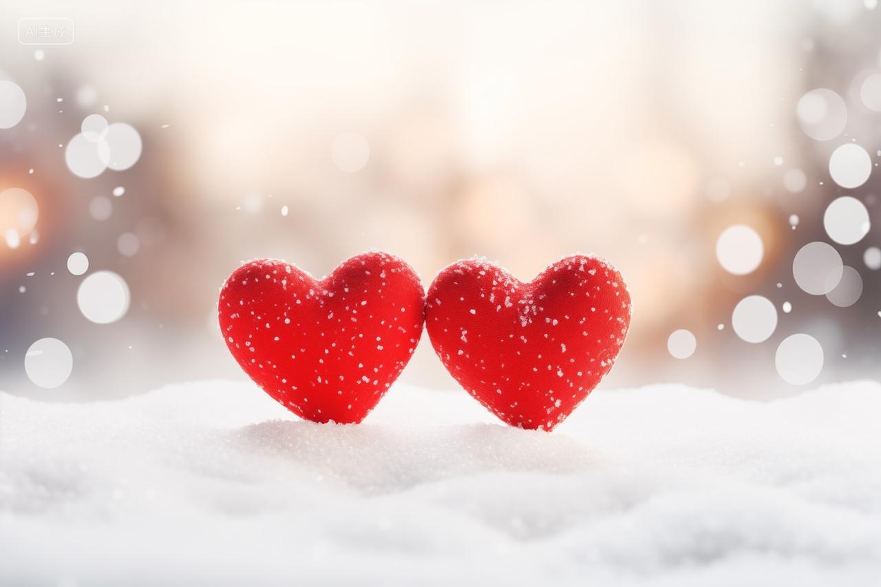 雪地里相依的两个心