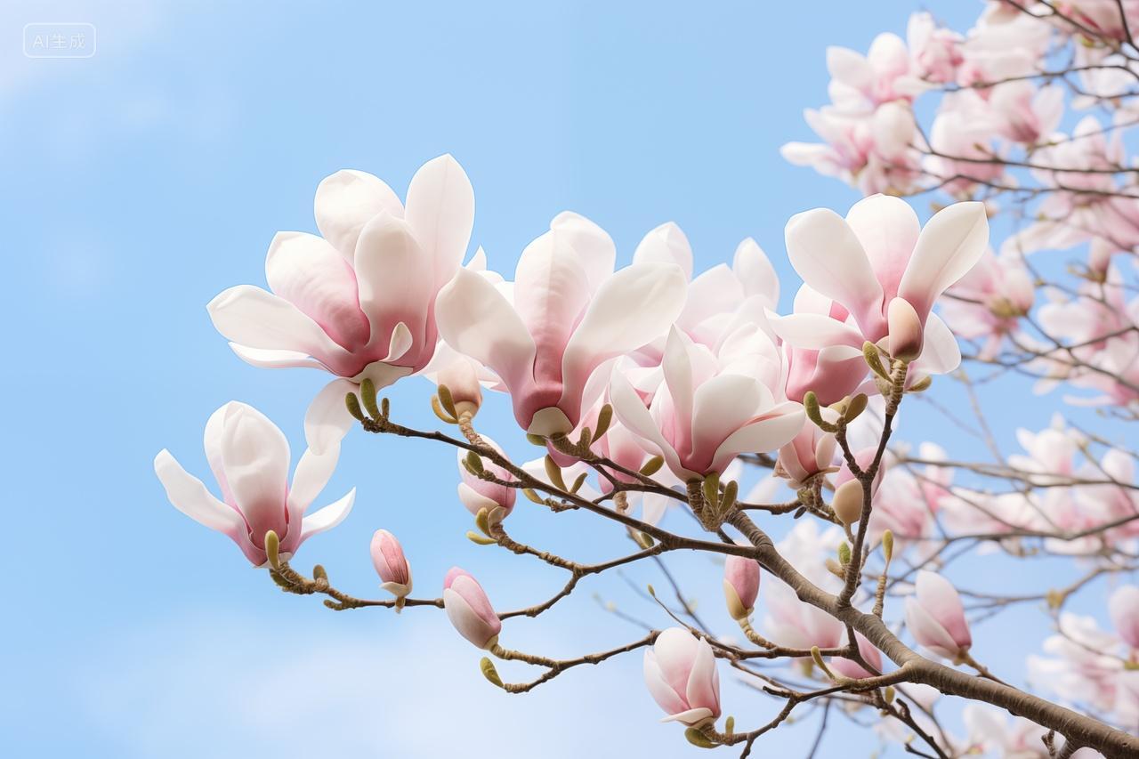 户外盛开的玉兰花绽放美丽