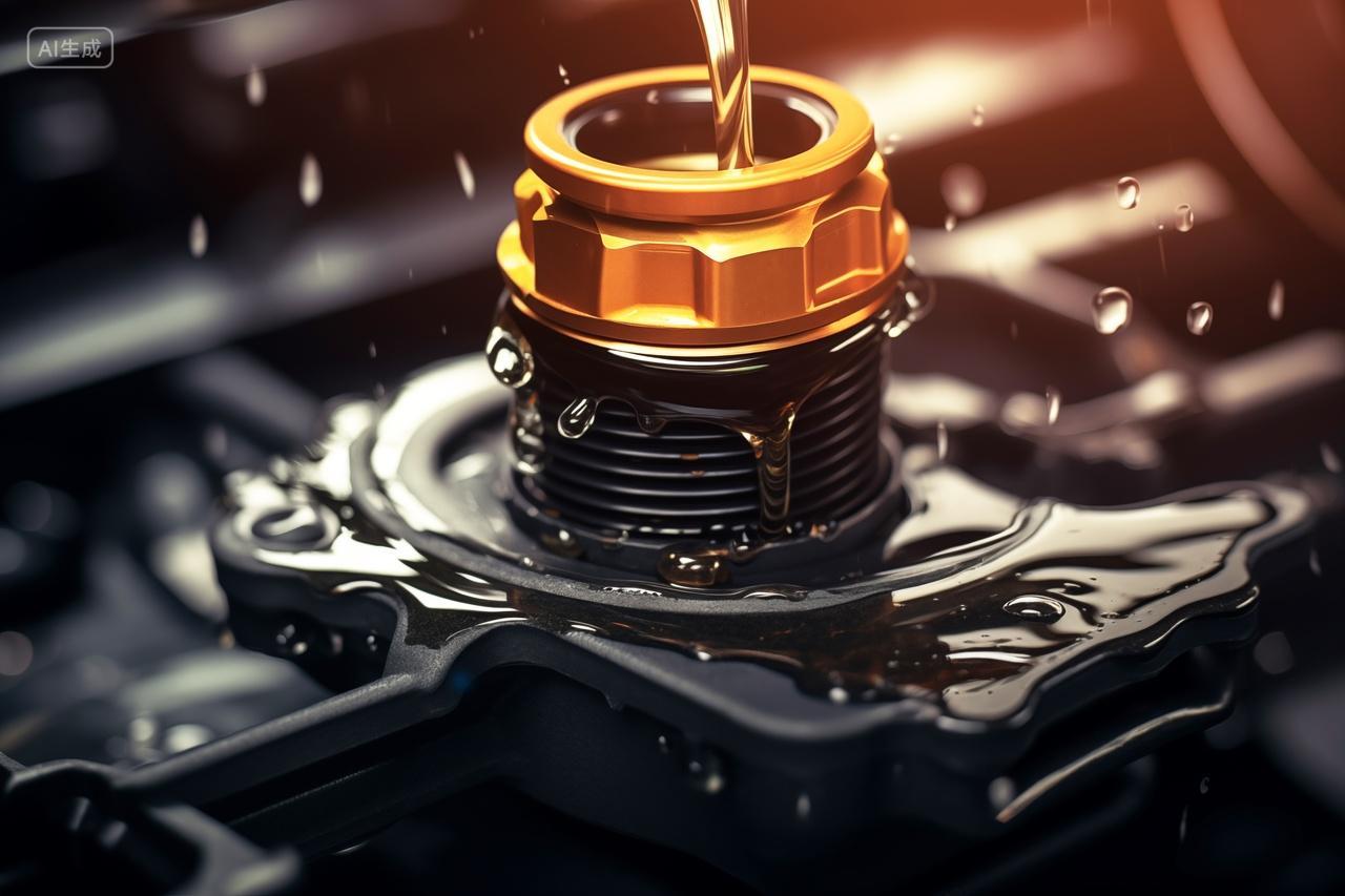 倒入液体机油金黄色特写镜头