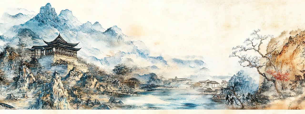 水墨山水国潮背景