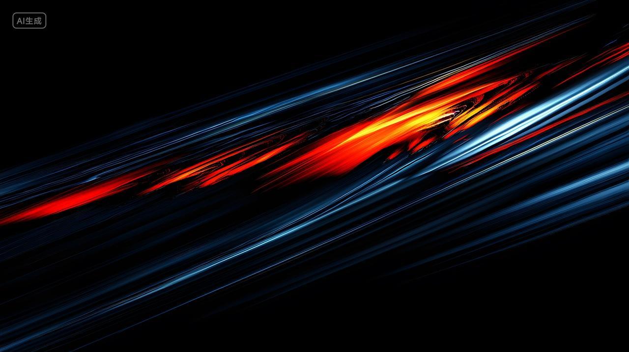 鲜艳红色和蓝色动态抽象线条