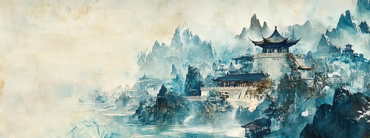 水墨山水国潮背景