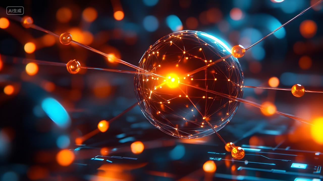 具有发光连接未来原子