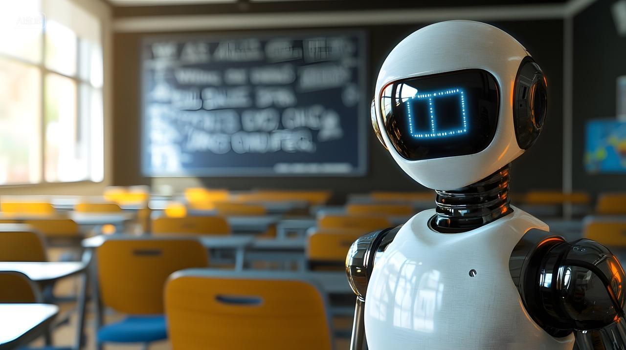 现代教室里友善机器人老师