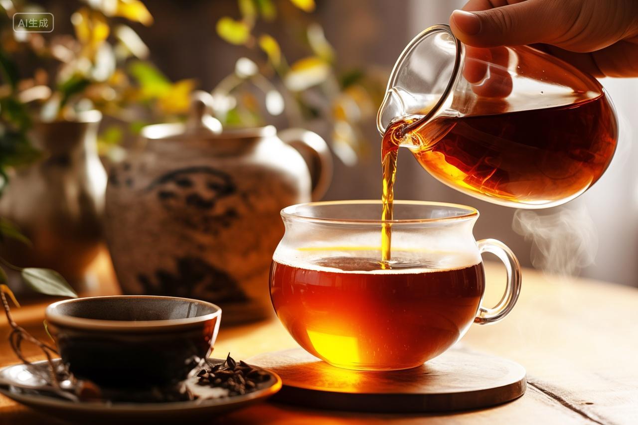 茶艺茶文化宣传手拿杯子倒茶