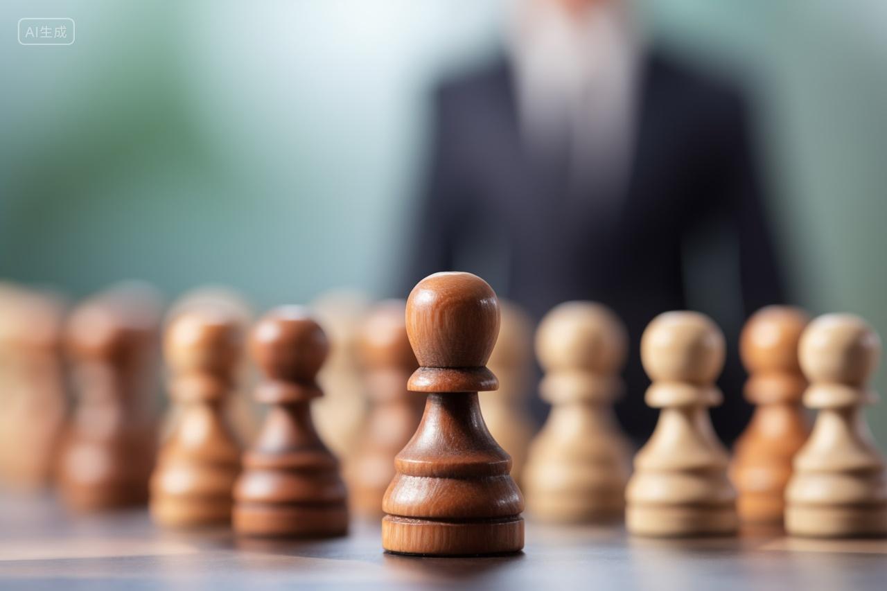 模糊背景上的国际象棋棋子特写