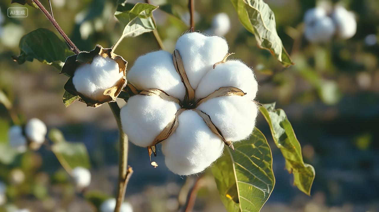 成熟棉花植物特写田园自然景观
