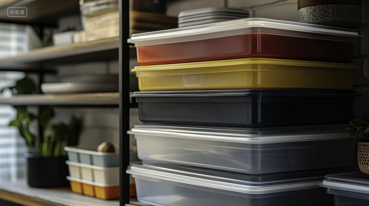 彩色收纳盒的堆叠展示