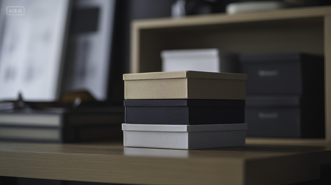 办公桌上的堆叠礼品盒