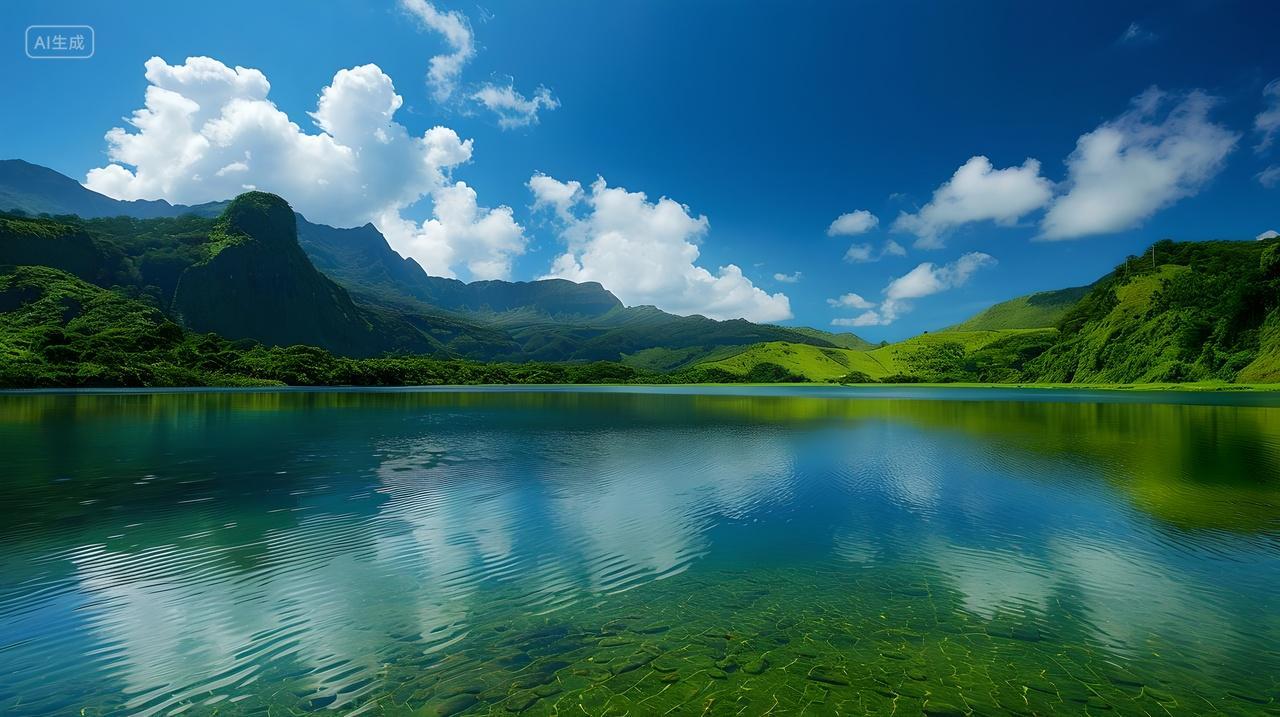 蓝天绿水山河湖泊大好河山美景风光