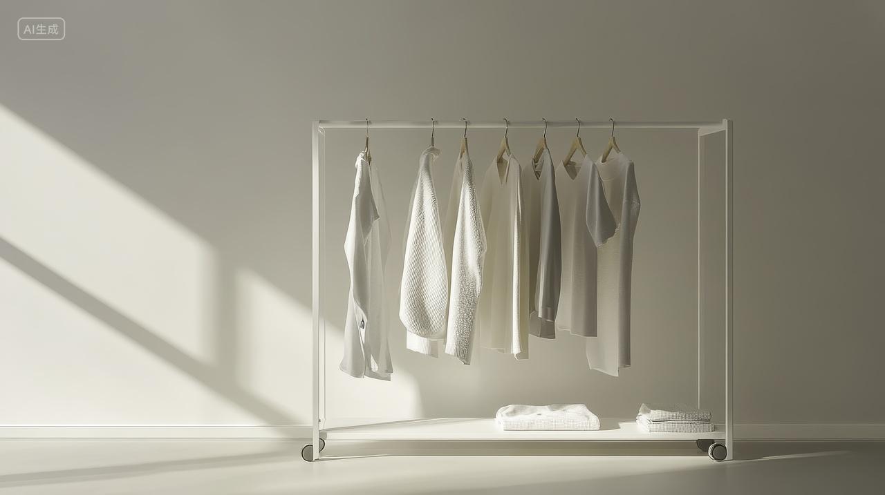 白色衣物展示架简约风格